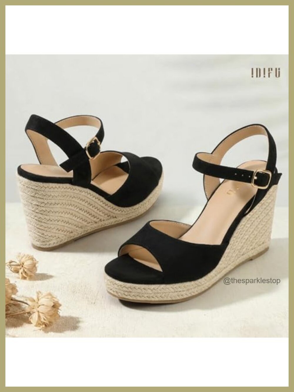 IDIFU IN4 Espadrilles Wedges Sandals for Women Platform Peep Open Toe Slingback - Picture 5 of 6